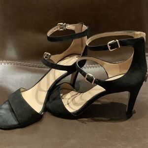 Antonio Melani  Black suede ankle buckle Women's Heels 10M